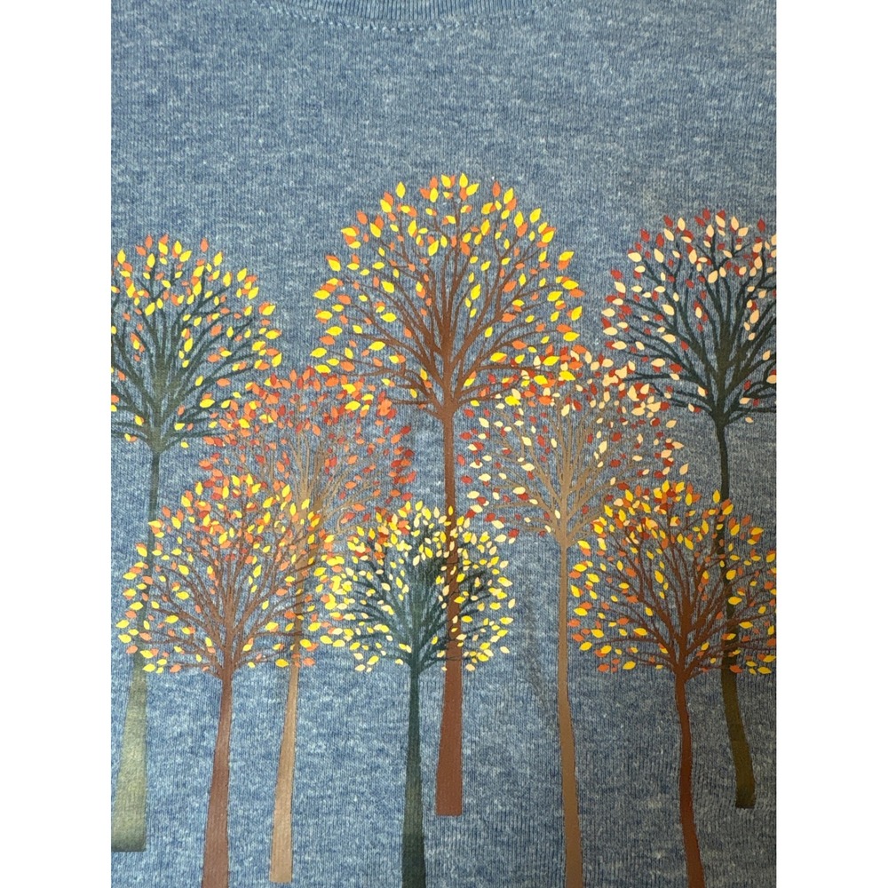 Blue Heather Autumn Tree Graphic Long Sleeve Tee Shirt - Picture 3 of 4